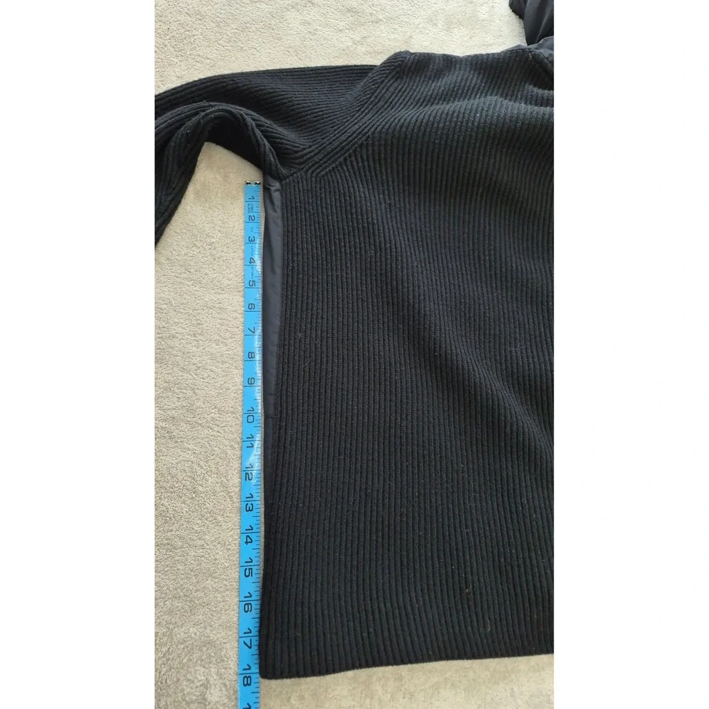 Banana Republic Jacket Hybrid‎ Knit Sleeve Hooded Windbreaker XL Black Techwear